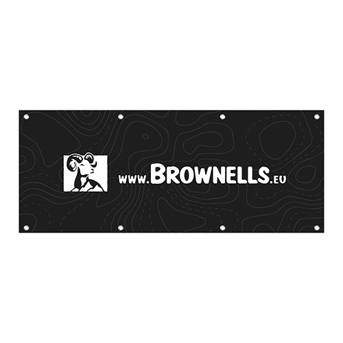 Mostra il tuo supporto per Brownells Europe con il nostro banner resistente in PVC, 250 x 100 cm, dotato di fori per appendere facilmente!